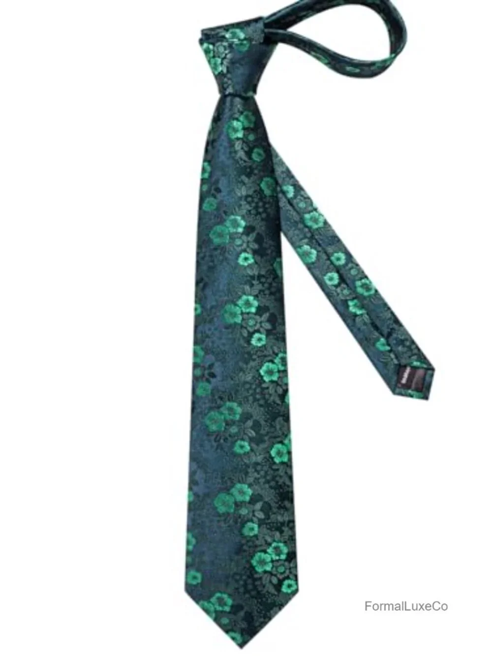 Men's Silk Tie Set with Floral Design, Necktie & Pocket Square
